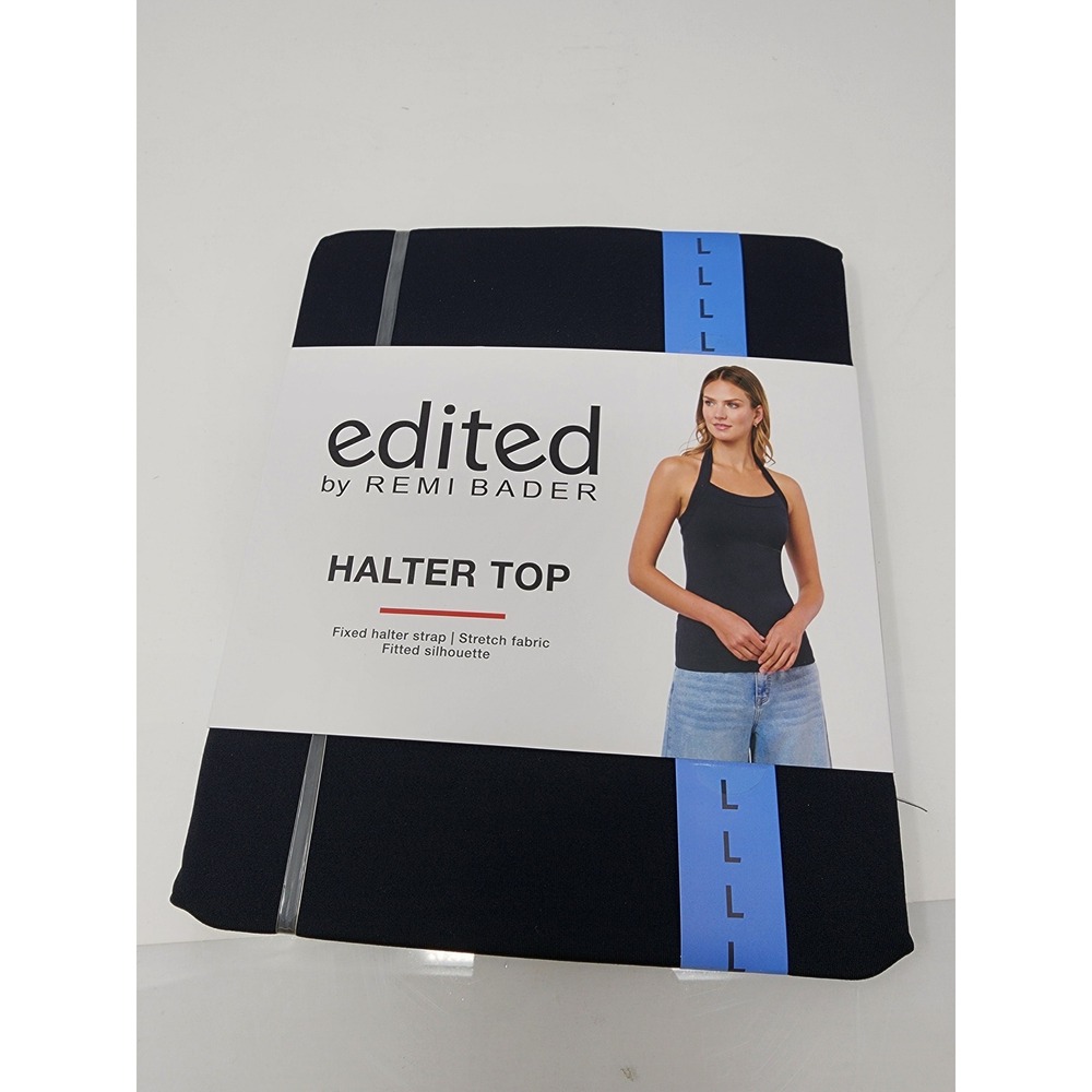 Edited by Remi Bader Womens Halter‎ Top Black Nylon Blend Casual Size Large